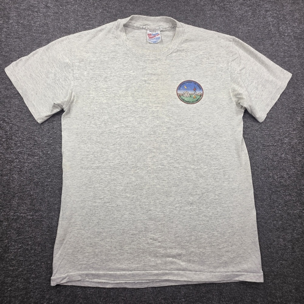 Vntg 90's Hanes Heavyweight Single Stitch T Shirt Men's Size M Gray Made In USA!